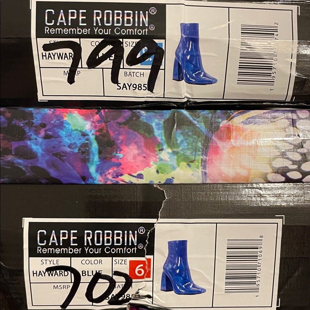 •CAPE ROBBIN• “Hayward” Blue Heeled Booties // square toe + block heel // NIB - Picture 10 of 16